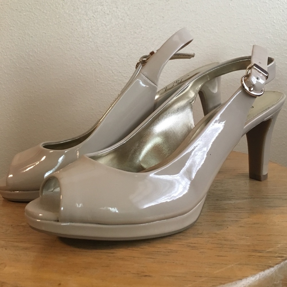 Nude Peeptoe Slingback Heels